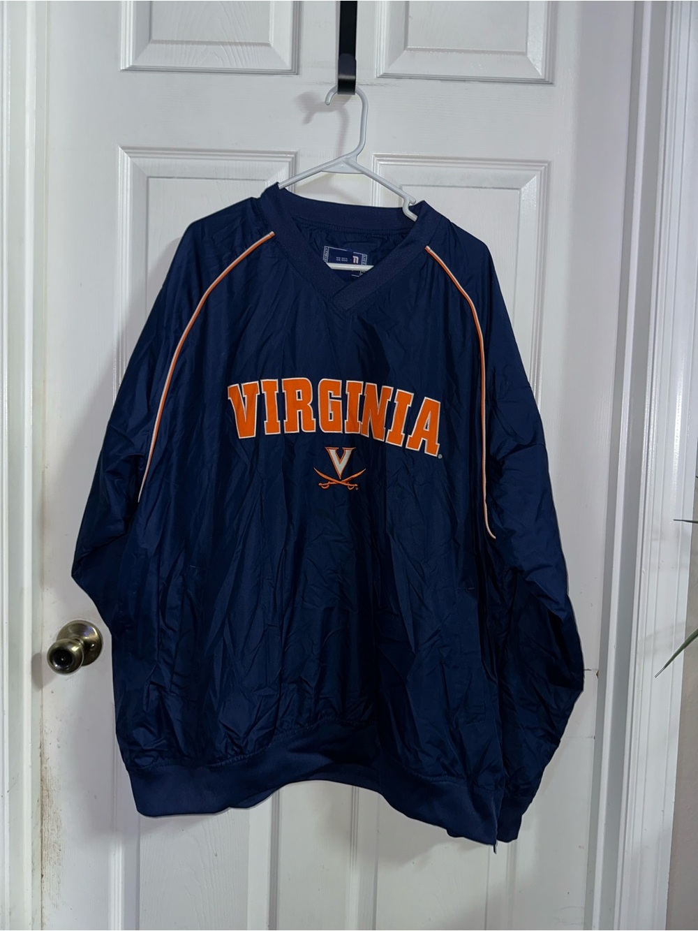 University of Virginia Navy Pullover Windbreaker with Orange Lettering
